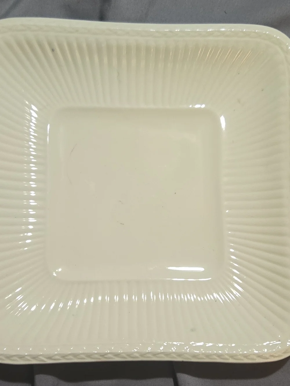 Wedgwood Cream Square Serving Plate with Ribbed Border